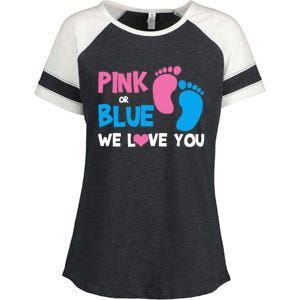 Pink Or Blue We Love You Gender Reveal Gift Enza Ladies Jersey Colorblock Tee