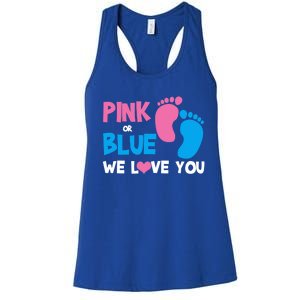 Pink Or Blue We Love You Gender Reveal Gift Women's Racerback Tank