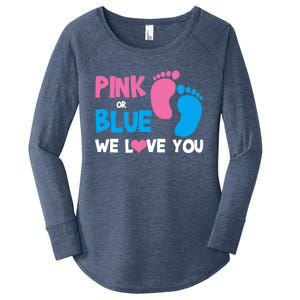 Pink Or Blue We Love You Gender Reveal Gift Women's Perfect Tri Tunic Long Sleeve Shirt