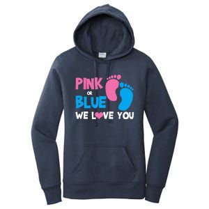 Pink Or Blue We Love You Gender Reveal Gift Women's Pullover Hoodie