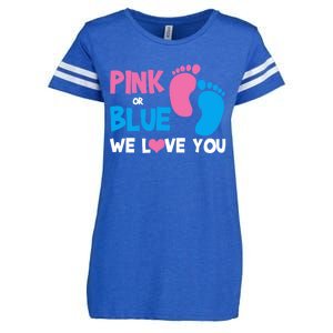 Pink Or Blue We Love You Gender Reveal Gift Enza Ladies Jersey Football T-Shirt