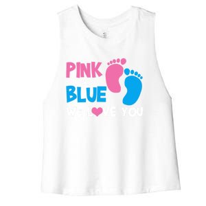 Pink Or Blue We Love You Gender Reveal Gift Women's Racerback Cropped Tank