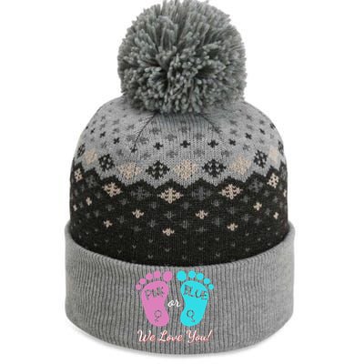 Pink Or Blue We Love You Gender Reveal Great Gift The Baniff Cuffed Pom Beanie