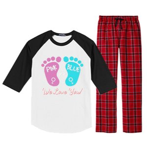 Pink Or Blue We Love You Gender Reveal Great Gift Raglan Sleeve Pajama Set