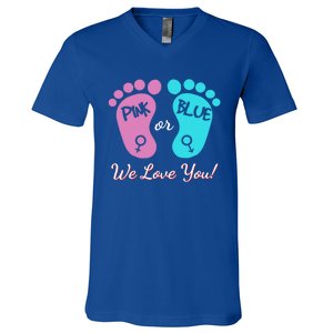 Pink Or Blue We Love You Gender Reveal Great Gift V-Neck T-Shirt