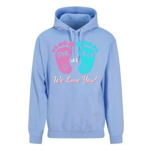 Pink Or Blue We Love You Gender Reveal Great Gift Unisex Surf Hoodie