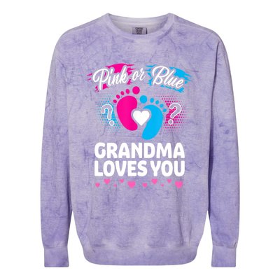 Pink Or Blue Grandma Loves You Gift Gender Reveal Cool Gift Colorblast Crewneck Sweatshirt