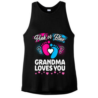Pink Or Blue Grandma Loves You Gift Gender Reveal Cool Gift Ladies PosiCharge Tri-Blend Wicking Tank