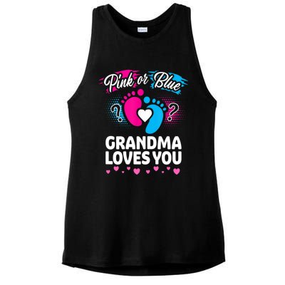 Pink Or Blue Grandma Loves You Gift Gender Reveal Cool Gift Ladies PosiCharge Tri-Blend Wicking Tank