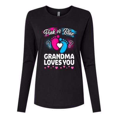 Pink Or Blue Grandma Loves You Gift Gender Reveal Cool Gift Womens Cotton Relaxed Long Sleeve T-Shirt