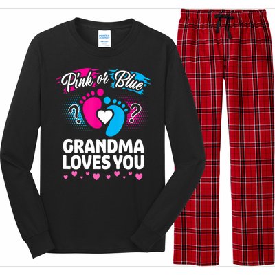 Pink Or Blue Grandma Loves You Gift Gender Reveal Cool Gift Long Sleeve Pajama Set