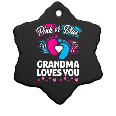 Pink Or Blue Grandma Loves You Gift Gender Reveal Cool Gift Ceramic Star Ornament