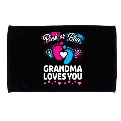 Pink Or Blue Grandma Loves You Gift Gender Reveal Cool Gift Microfiber Hand Towel