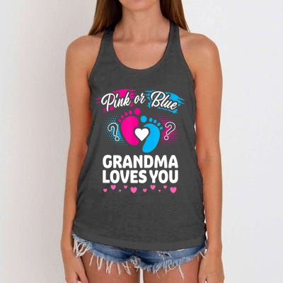 Pink Or Blue Grandma Loves You Gift Gender Reveal Cool Gift Women's Knotted Racerback Tank