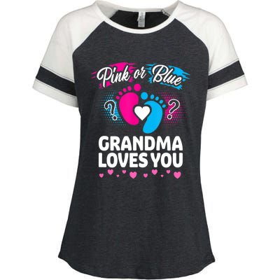 Pink Or Blue Grandma Loves You Gift Gender Reveal Cool Gift Enza Ladies Jersey Colorblock Tee