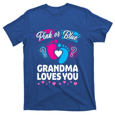 Pink Or Blue Grandma Loves You Gift Gender Reveal Cool Gift T-Shirt