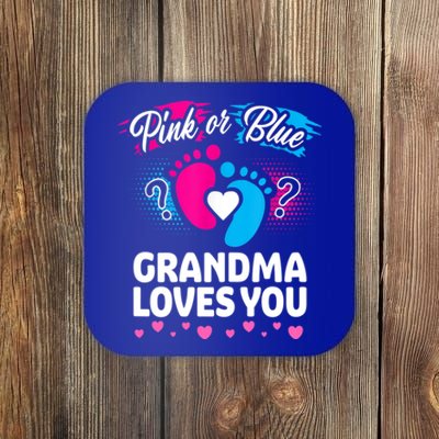 Pink Or Blue Grandma Loves You Gift Gender Reveal Cool Gift Coaster