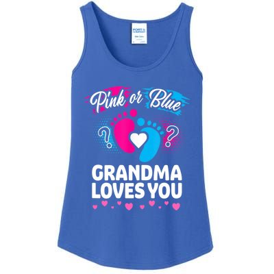 Pink Or Blue Grandma Loves You Gift Gender Reveal Cool Gift Ladies Essential Tank