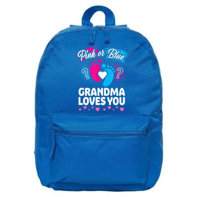 Pink Or Blue Grandma Loves You Gift Gender Reveal Cool Gift 16 in Basic Backpack