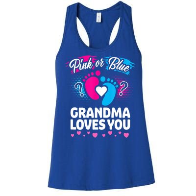 Pink Or Blue Grandma Loves You Gift Gender Reveal Cool Gift Women's Racerback Tank