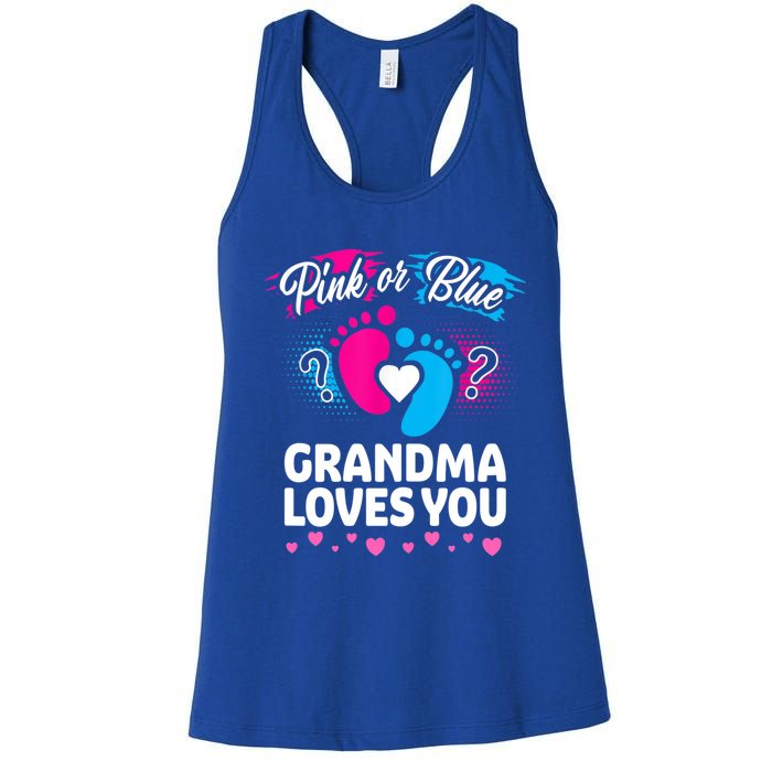 Pink Or Blue Grandma Loves You Gift Gender Reveal Cool Gift Women's Racerback Tank