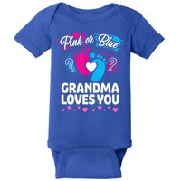 Pink Or Blue Grandma Loves You Gift Gender Reveal Cool Gift Baby Bodysuit