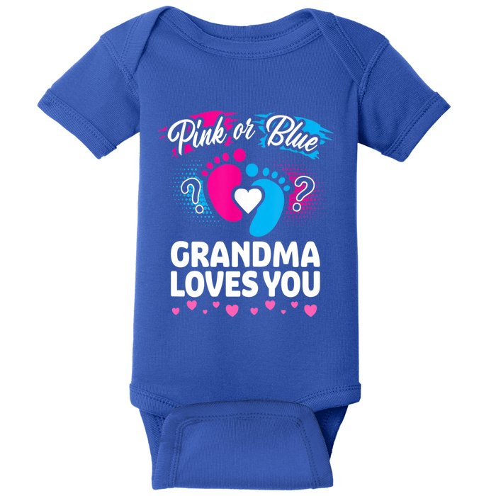 Pink Or Blue Grandma Loves You Gift Gender Reveal Cool Gift Baby Bodysuit