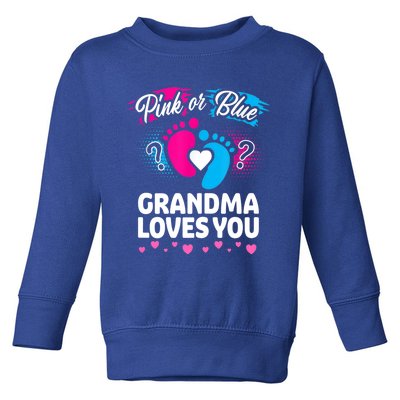 Pink Or Blue Grandma Loves You Gift Gender Reveal Cool Gift Toddler Sweatshirt