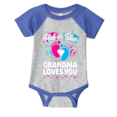 Pink Or Blue Grandma Loves You Gift Gender Reveal Cool Gift Infant Baby Jersey Bodysuit