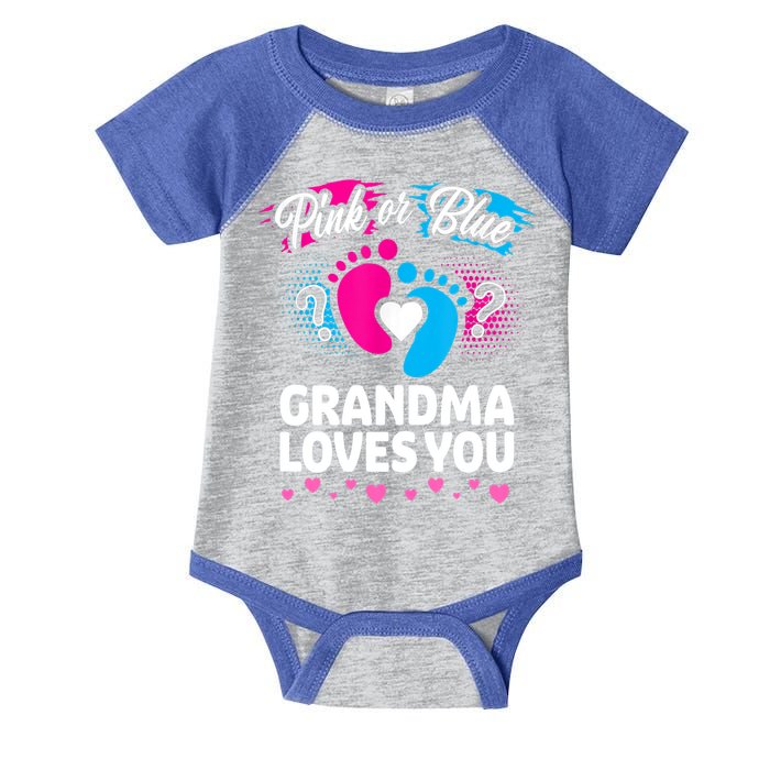 Pink Or Blue Grandma Loves You Gift Gender Reveal Cool Gift Infant Baby Jersey Bodysuit