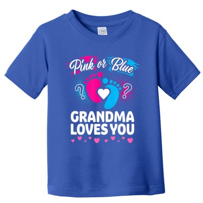 Pink Or Blue Grandma Loves You Gift Gender Reveal Cool Gift Toddler T-Shirt