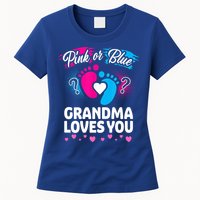 Pink Or Blue Grandma Loves You Gift Gender Reveal Cool Gift Women's T-Shirt