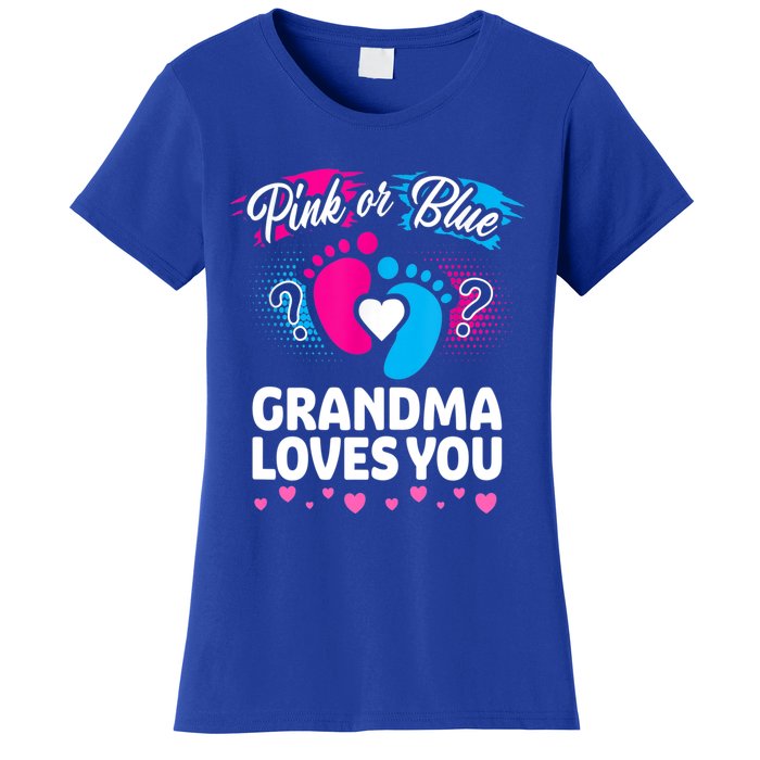 Pink Or Blue Grandma Loves You Gift Gender Reveal Cool Gift Women's T-Shirt