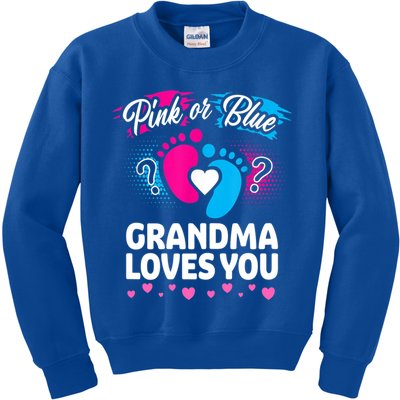 Pink Or Blue Grandma Loves You Gift Gender Reveal Cool Gift Kids Sweatshirt