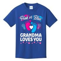 Pink Or Blue Grandma Loves You Gift Gender Reveal Cool Gift Kids T-Shirt