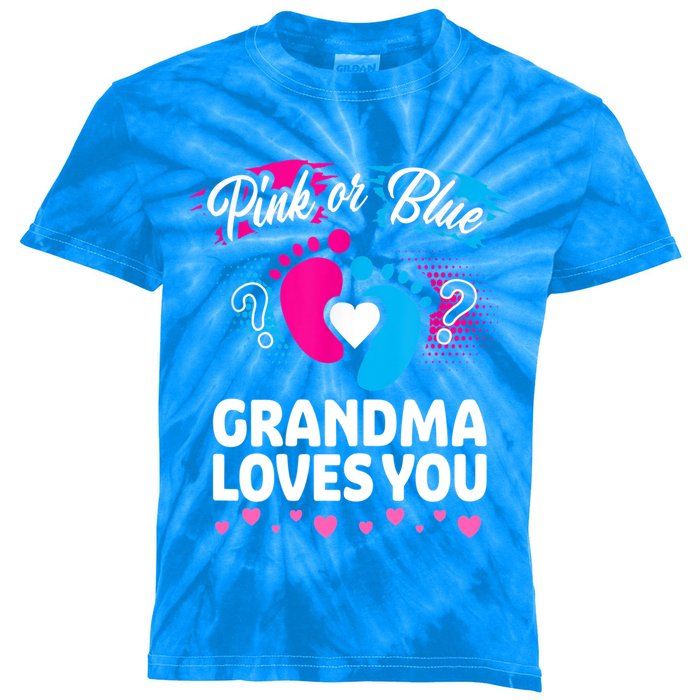 Pink Or Blue Grandma Loves You Gift Gender Reveal Cool Gift Kids Tie-Dye T-Shirt