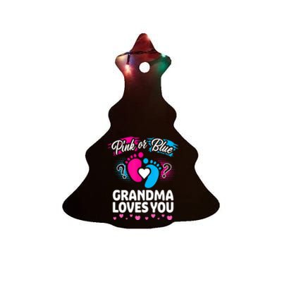 Pink Or Blue Grandma Loves You Gift Gender Reveal Cool Gift Ceramic Tree Ornament