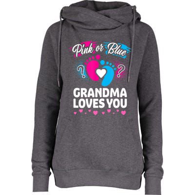 Pink Or Blue Grandma Loves You Gift Gender Reveal Cool Gift Womens Funnel Neck Pullover Hood