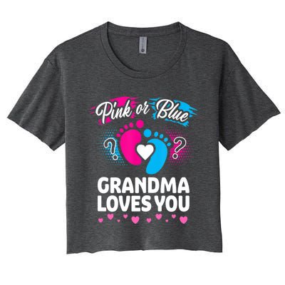 Pink Or Blue Grandma Loves You Gift Gender Reveal Cool Gift Women's Crop Top Tee