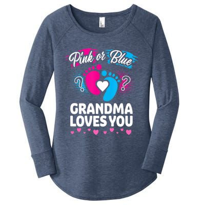 Pink Or Blue Grandma Loves You Gift Gender Reveal Cool Gift Women's Perfect Tri Tunic Long Sleeve Shirt