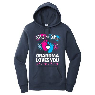 Pink Or Blue Grandma Loves You Gift Gender Reveal Cool Gift Women's Pullover Hoodie