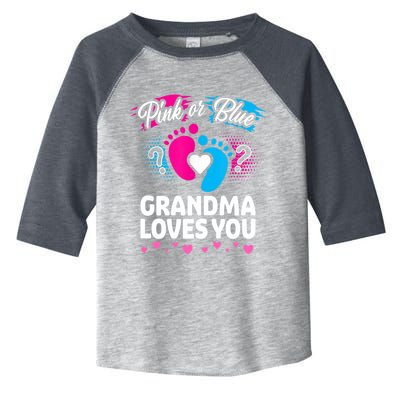 Pink Or Blue Grandma Loves You Gift Gender Reveal Cool Gift Toddler Fine Jersey T-Shirt