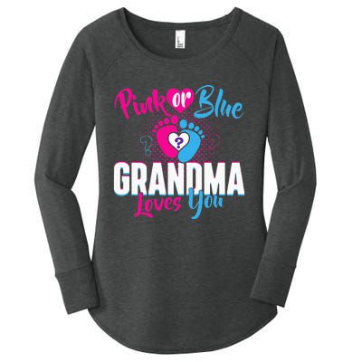 Pink Or Blue Grandma Loves You Gender Reveal Party Baby Women's Perfect Tri Tunic Long Sleeve Shirt