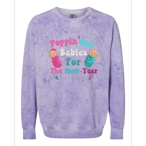 Poppin Out Babies For The New Year Labor & Delivery 2025 Colorblast Crewneck Sweatshirt