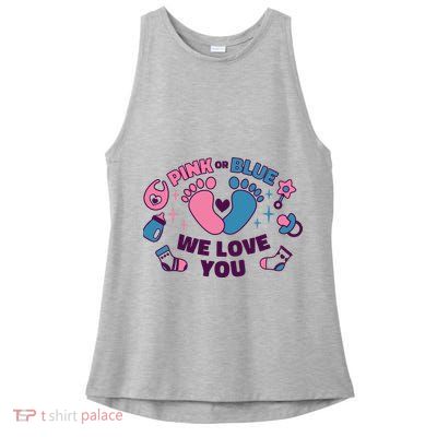 Pink Or Blue We Love You Pregnancy Reveal Ladies PosiCharge Tri-Blend Wicking Tank