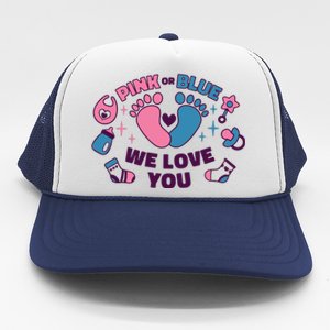 Pink Or Blue We Love You Pregnancy Reveal Trucker Hat