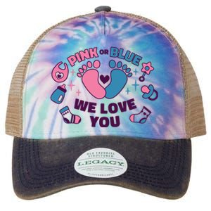 Pink Or Blue We Love You Pregnancy Reveal Legacy Tie Dye Trucker Hat