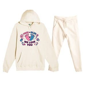 Pink Or Blue We Love You Pregnancy Reveal Premium Hooded Sweatsuit Set