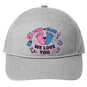 Pink Or Blue We Love You Pregnancy Reveal 7-Panel Snapback Hat