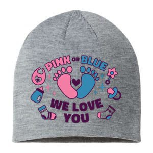 Pink Or Blue We Love You Pregnancy Reveal Sustainable Beanie